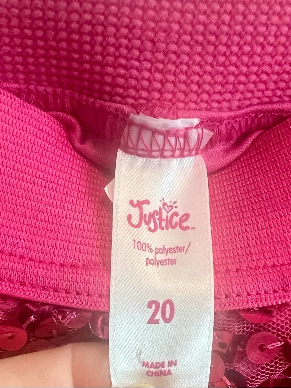JUSTICE pink sequined sparkly skort size 20